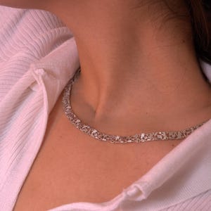 Sterling Silver Choker with Zircon, Modern and Luxurious Necklace, Elegant Art Deco Wedding Choker, Perfect for Special Occasions