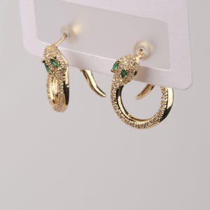 Gold Snake Hoop Earrings For Women, Serpent-Inspired Minimalist Jewelry, Hypoallergenic Brass Statement For The Bold Soul