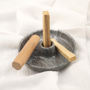 Handmade Ceramic Smudge Holder: Sky Gray Palo Santo Dish