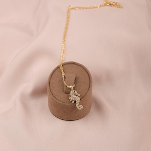Minimal Seahorse Pendant Necklace In Gold, Summer And Spring Jewelry, Made In Brass, Gentle Care, Gift For Women