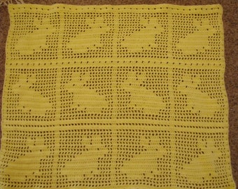 Filet Crochet Bunny Blanket - Etsy