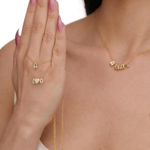 Collar con nombre de burbuja 3D, inicial abullonada, regalo de joyería personalizado, collar con placa de identificación personalizada, collar con letra redonda abullonada, regalo de Navidad para esposa