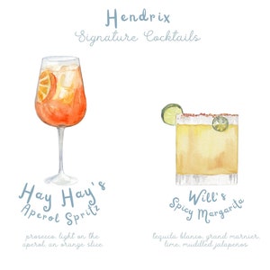 Hochzeits-Cocktailkarte, Margarita & Aperol Spritz Cocktailkarte Vorlage