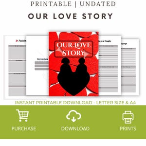 Personalized Couples Journal: Love Story Memory Book (Printable PDF Download