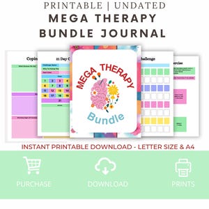 Printable Therapy Mega Bundle Therapy mega bundle worksheets, counselling tools, psychologist resources, psychoeducation, trauma.