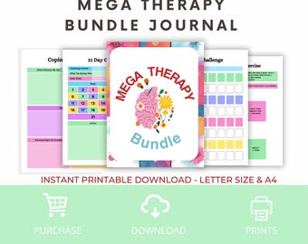 Therapy Worksheets Mega Bundle: Counseling Tools for Trauma, DBT (Printable Digital Download