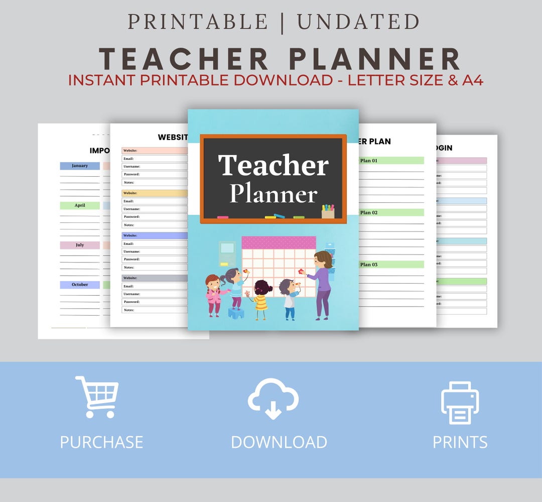 Printable Teacher Planner: Lesson Plans, Student Info, and More (PDF ...