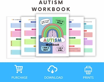 Quaderno di lavoro sull'autismo per adulti / Diario di auto-scoperta stampabile, regolazione emotiva e pianificatore di routine quotidiana in formato PDF