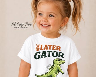 Camiseta Later Gator Retro para amantes de los animales, Camiseta de caimán genial, Camiseta gráfica para niños, Camiseta de reptil linda, Camiseta divertida para niños pequeños, Camiseta Peace Out