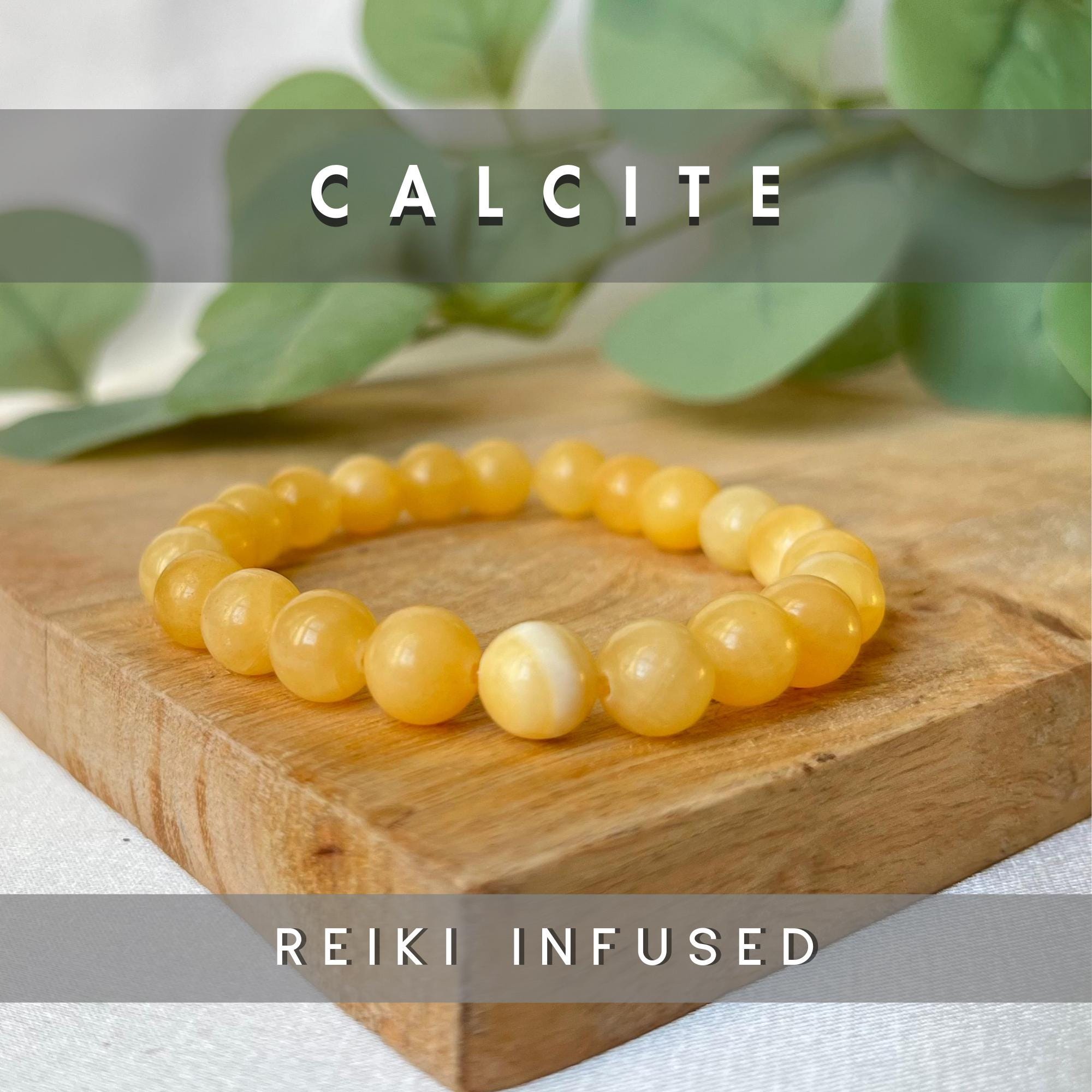 Calcite Bracelet, Stretch Reiki Infused Bracelet, Healing Crystals, 8 mm Gemstone Bracelet, Spiritual Gifts, Yoga Jewelry