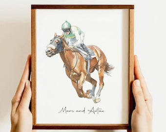 Custom Watercolor Horse Portrait, Equestrian Art Print (Digital File)