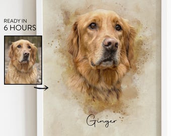 Ritratto di animale domestico personalizzato ad acquerello / Arte commemorativa di cane e gatto (download digitale)