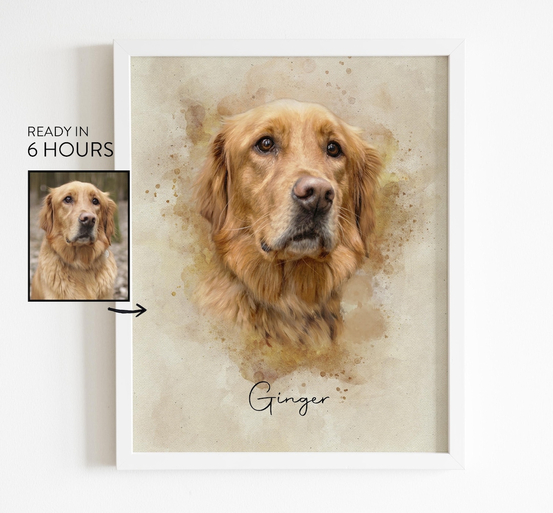 Custom Watercolor Pet Portrait | Dog, Cat Memorial Art (digital ...