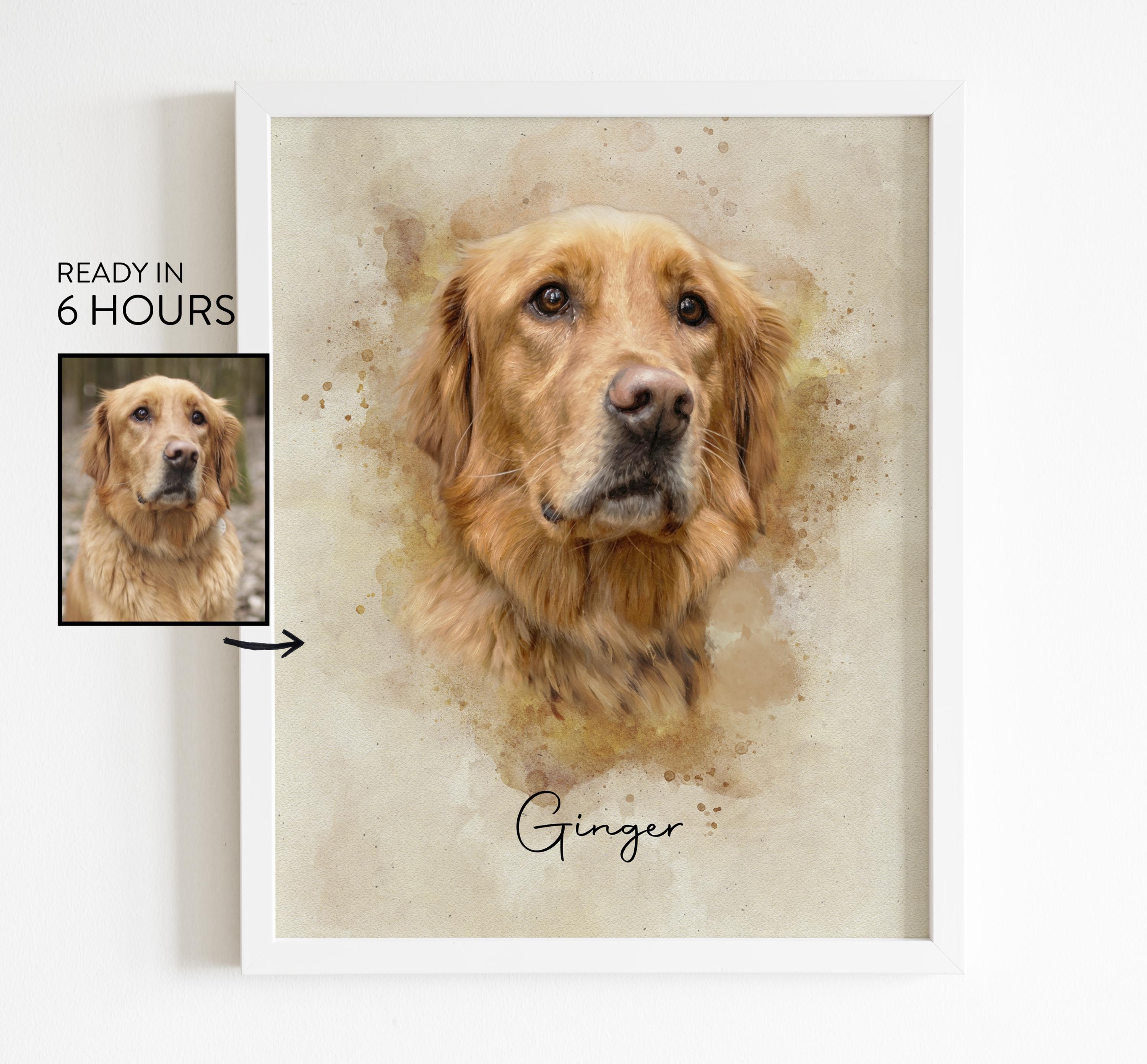 Custom Watercolor Pet Portrait | Dog, Cat Memorial Art (digital ...