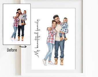Ritratto di famiglia personalizzato ad acquerello / Opera d&#39;arte dipinta a mano da una foto / Regalo perfetto per mamma, papà, nonni