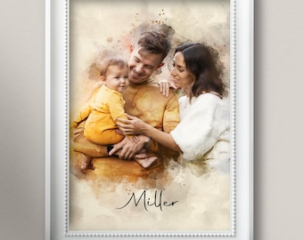 Custom Watercolor Family Portrait | Photo to Art (Digital Download)