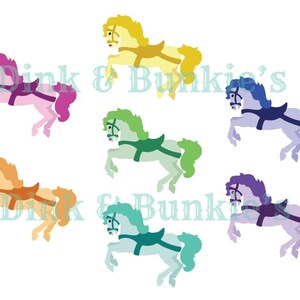 Rainbow Horse Clipart Set - Saddled