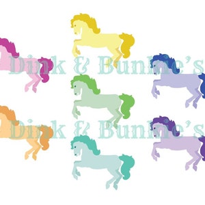 Rainbow Horse Clipart Set - Unsaddled