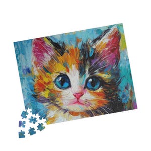 Colorful Cat Puzzle for Cat Lovers, Fun Family Activity, Unique Gift for Kids, Cat-Themed Holiday Decor, Animal Puzzle, Educational Toy
