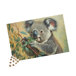 Koala Bear eating Eucalyptus Jigsaw Puzzle (110 252 520 1014-piece) great gift for kids family friends relatives girlfriend boyfriend!