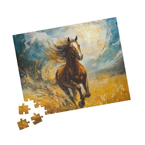 Majestic and Serene Horse galloping jigsaw Puzzle (110 252 520 1014-piece) gift for animal lovers horse fans artists kids family friends!