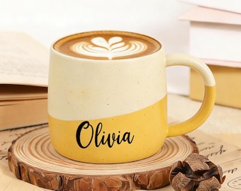 Personalized Name Ceramic Coffee Mug, Custom Handwriting Name Text Coffee Mug, 14 FL OZ Capacity Coffee Cup,Handmade Mug Gift, New Home Gift