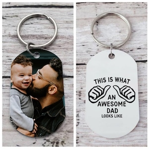 Porte-clés photo personnalisé, Porte-clés photo gravé au laser, Porte-clés prénom personnalisé, Cadeau fête des pères pour lui, Cadeau pour nouveau papa, Cadeau photo personnalisé