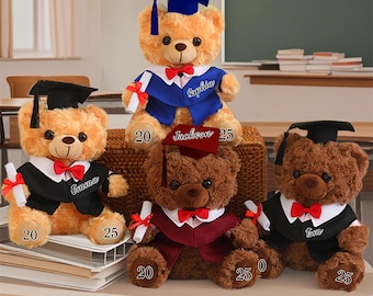 Orsetto di laurea personalizzato 2025, orsetto di peluche per laurea con nome, regali per laureati, orsetto di peluche per la famiglia, regalo di laurea per bambini in età prescolare
