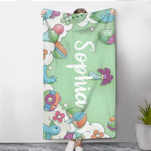 Personalisiertes Strandtuch, Benutzerdefinierter Name Badetuch, Pooltuch Strandtuch mit Name, Außen Geburtstag Urlaubsgeschenk, Geschenk für Kinder