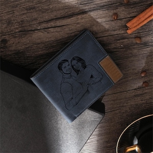 Billetera personalizada, Billetera para hombre, Billetera personalizada, Billetera grabada, Billetera para padrinos de boda, Billetera de cuero, Regalo para novios, Regalo para el día del padre