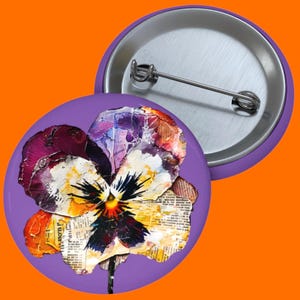 Épingle de pensée mauve personnalisée épinglette florale revers badge accessoire cadeau pour amoureux des plantes épingle florale pensée collage de fleurs broche d'art cadeau