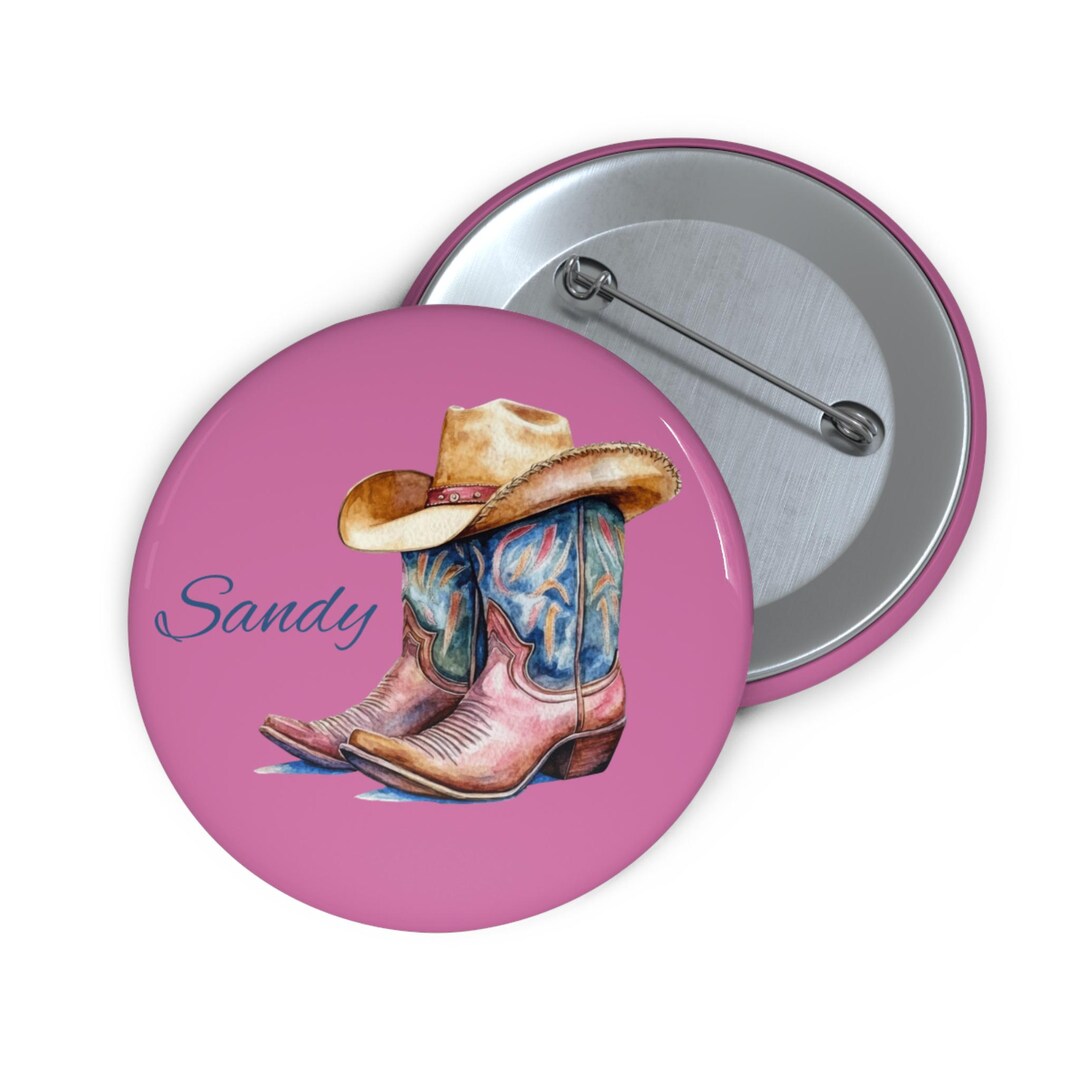 Texas Cowgirl Pin Button Western Rodeo Badge Custom Country Girl Gift ...