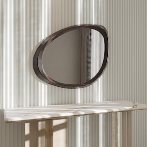 Handmade Wood Framed Mirror , Real American Walnut , Round Wall Mirror , White Oak Wall Mirror , Unique Wood Mirror , Elegant Bedroom Mirror