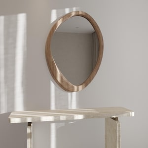 Specchio con cornice in legno asimmetrica, specchio irregolare, specchio per arredamento casa, specchio per ingresso, specchio astratto, specchio moderno per la casa