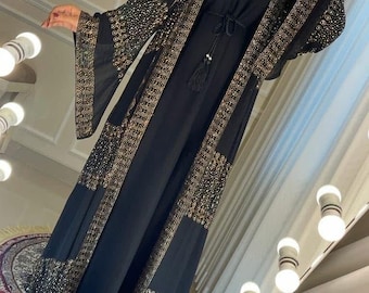 Luxury Chiffon Crystal Abaya Set: Modest Wedding Dress with Hijab