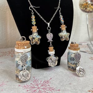 Guardian Angel Yule Memorial, Remembrance Spell Jar Necklaces