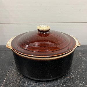 Vintage Pfaltzgraff Casserole Dish: Brown Drip Glazed Pottery, USA Made