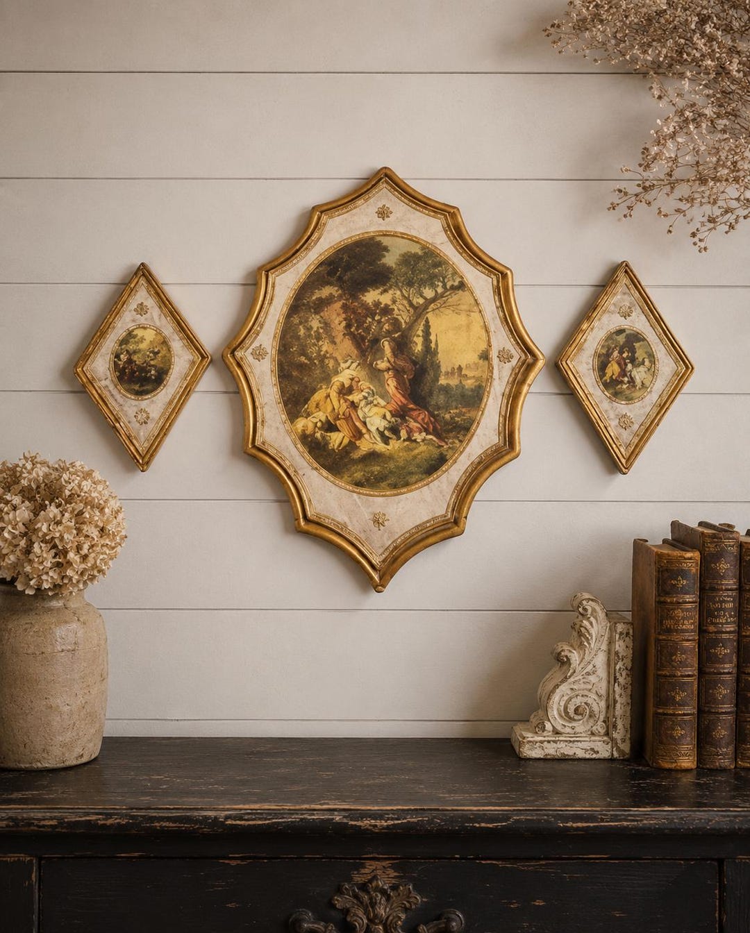 Vintage Italian Florentine Set of 3 Wood Wall Plaques - Etsy