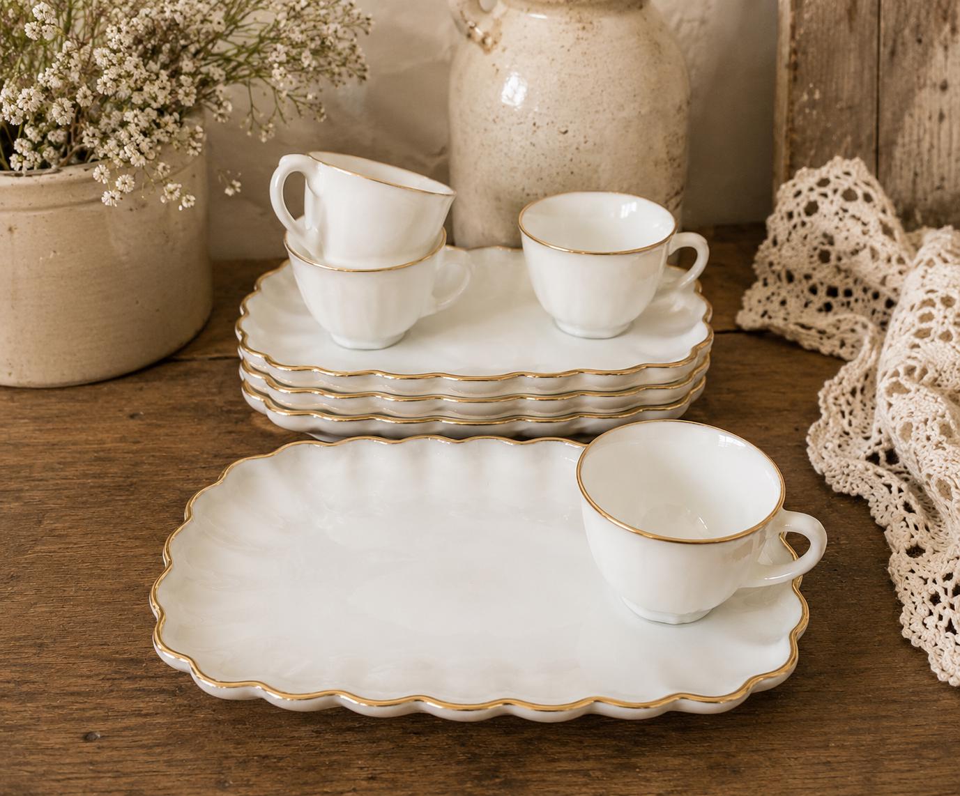 Milk glass snack set - Etsy 日本