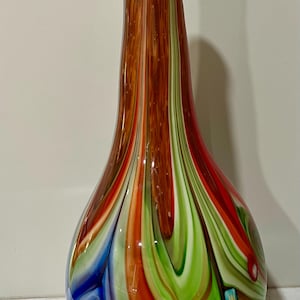 Murano Italy Millefiore 17” Tall Vintage Hand Blown Multicolor Art Glass Heavy Vase