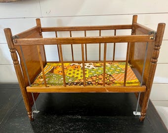 Vintage Wooden Drop Side Baby Doll Crib, Made In New England, CASS TOYS
