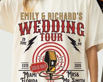 Rock Wedding Tour Merch, Wedding Comfort Colors Tshirt Toss, Custom Wedding Toss Shirt, Personalized Wedding Favors For Guests.