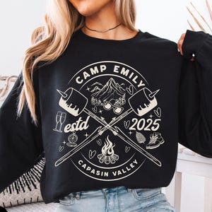Custom Camp Bachelorette Party Sweatshirt Personalized Camping Shirt For Bride Mountain Bride Bridesmaids Wedding Party Hiking Bridal Party