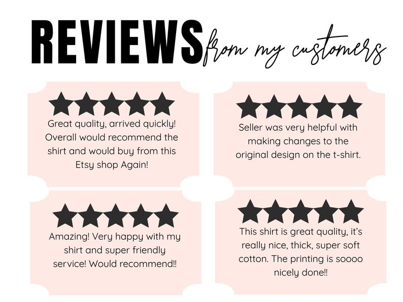 Pu&ograve; includere: Immagine con recensioni dei clienti con valutazioni a cinque stelle. Il testo include frasi come "Ottima qualit&agrave;", "Incredibile!" e "servizio super cordiale!". La parola "RECENSIONI" &egrave; in alto e "dai miei clienti" &egrave; scritto in corsivo.