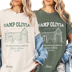 Vintage Custom Camp Bachelorette Party Shirt Mountain Bride Tee Camp Hiking Bridal Party Gifts Lake Themed Bach Party Tshirt Girls Trip