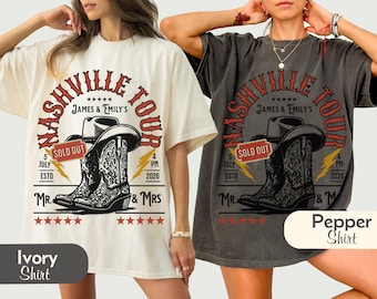 Nashville Bride & Groom Western Wedding Tee | Custom Wedding Tour Merch Comfort Colors Shirts