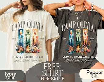 Cabin Trip Bachelorette Shirts, Mountain Camp Bride Tee, Camping Lake Weekend Party, Custom Bride Comfort Colors Shirt