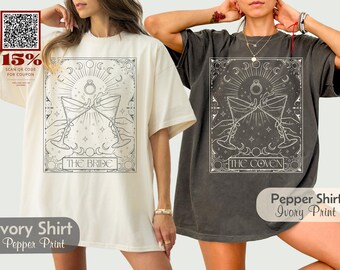 Custom Bachelorette Witchy Party Shirts, Bridal Squad Tees, Comfort Colors, Celestial Bride & Coven Tee