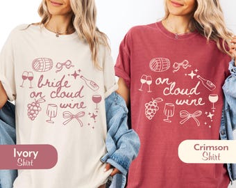 T-shirt « On Cloud Wine » pour enterrement de vie de jeune fille, T-shirt dégustation de vins pour une fête de mariage, T-shirts « Bride Tribe Wine », T-shirt « Vignoble » pour enterrement de vie de jeune fille, T-shirts personnalisés pour enterrement de vie de jeune fille à Napa