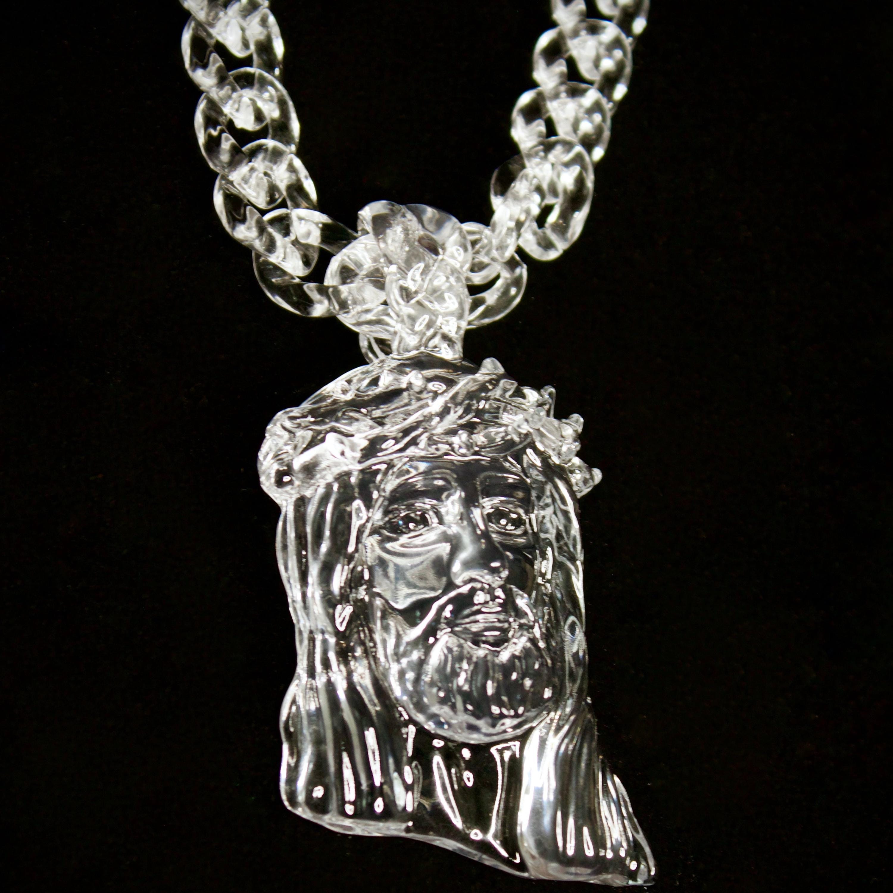 Clear Jesus Piece Pendant - Etsy